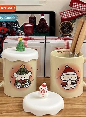 Cute Christmas e puppy mug cream color high temperature wate