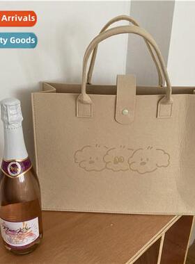 New bear felt bag ladies portable hbag fashi simple large ca