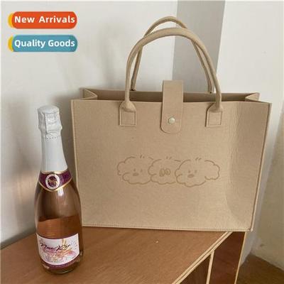 New bear felt bag ladies portable hbag fashi simple large ca