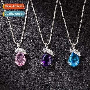 purple diamd necklace leaves blue female water pink