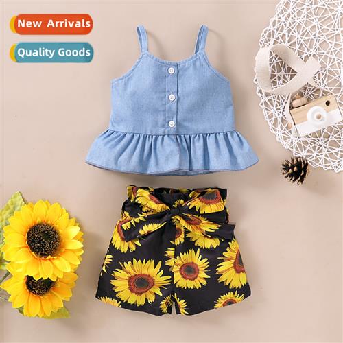 Girls spring  fall  2020 new n sleeveless halter denim top +