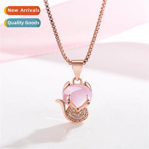 n micro diamd fox pendant female cute hibiscus ste fox neckl
