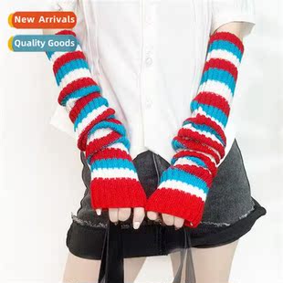 striped and retro cover sleeve knted warm winter fall New