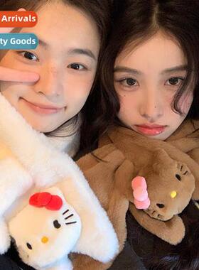 Girls heart cute cat neck scarf fall  winter new plush scarf