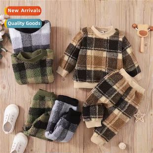 printed 2022 sleeved winter new top Boys plaid fall