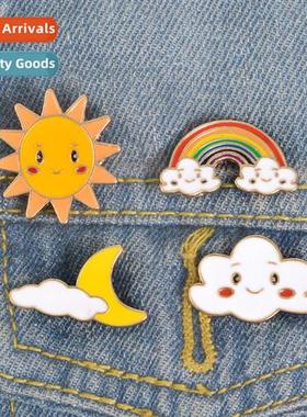 Korean versi   oil drop cute cute alloy brooch sun mo clouds