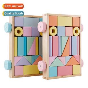 educati macaro colorful Wooden blocks early trailer chi baby