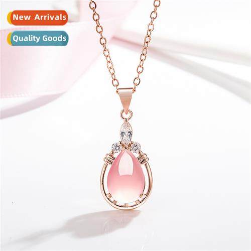 Japan  n temperament necklace female water drop-shaped pink
