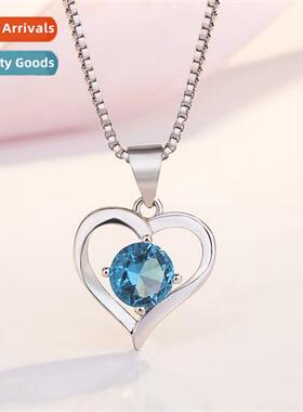 n silver-plated blue sh love pendant zircia female heart-sha