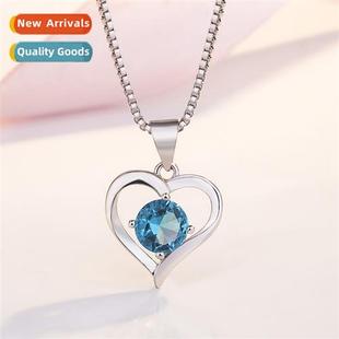n silver-plated blue sh love pendant zircia female heart-sha
