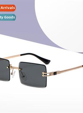 17351 square cut edge sunglasses women fashi rimless glasses