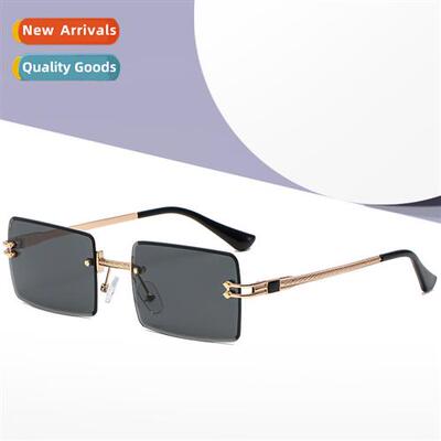 17351 square cut edge sunglasses women fashi rimless glasses