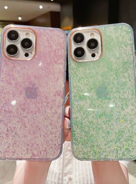 适用iPhone 15promax Electroplated Gold Foil Phone Case Apple