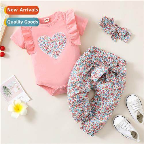 Girls spring  fall  2022 new n love short-sleeved printed to