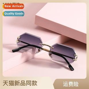 9205 octagal rimless cut edge fashi sunglasses women 2021 ne