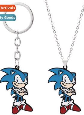 Sic The Kid  Hedgehog Keychain Blue Carto Animal Metal Neckl