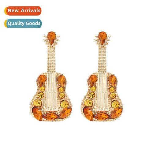 niche design rock colored diamd guar earrings retro cute all