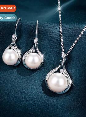 Freshwater pearl beads full  diamds necklace earrings female