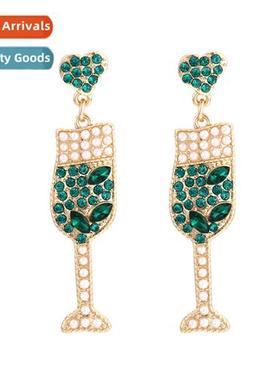 Fashi zinc alloy wh diamd temperament earrings creative geom