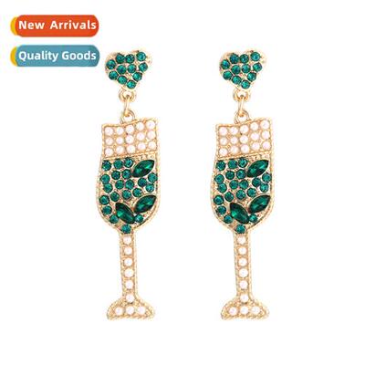 Fashi zinc alloy wh diamd temperament earrings creative geom