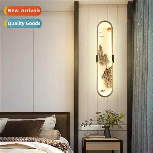 Full copper new Chinese enamel wall lamp living room bedroom