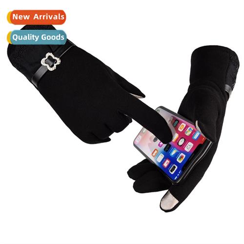 Butterfly buckle n-flannel female padded warm touch screen t