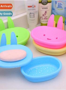 Carto cute bunny soap box double draining smiley soap box/so