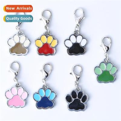 Colorful Paw Print Pet Pendant Dog Cat Collar Jewelry Dog Ta