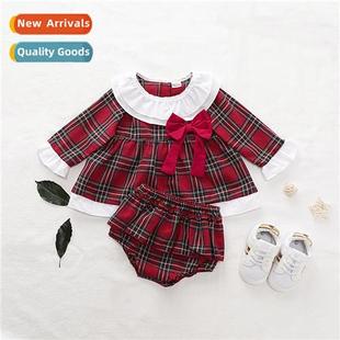 new top Christmas sma sleeved 2019 Girls plaid
