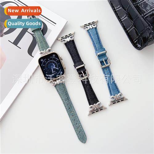适用Apple Double C Steel Buckle Puzzle Denim Canvas Strap ap