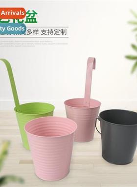Colorful gardening wall-mounted ir bucket balcy hanging tin
