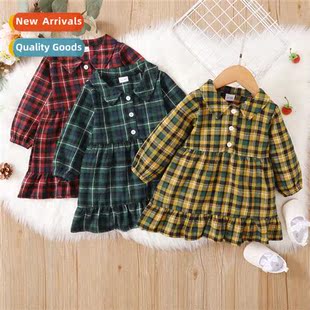 2021 new plaid Spring prin persaly Autumn childrens Girls