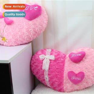 hearts couple pillow velvet plus shaped two heart Rose cushi