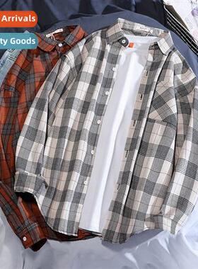 Mens lg-sleeved plaid shirt spring  summer new n nd clos ver