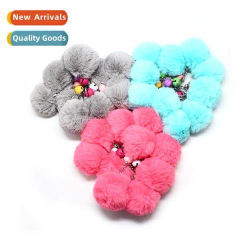 Cute carto bell fur ball keychain plush ball winter couple c