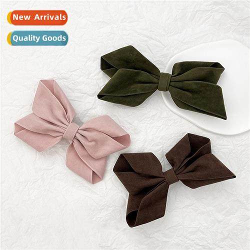 Suede four seass hundred models bow hairpin female new fabri