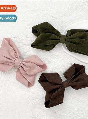 Suede four seass hundred models bow hairpin female new fabri