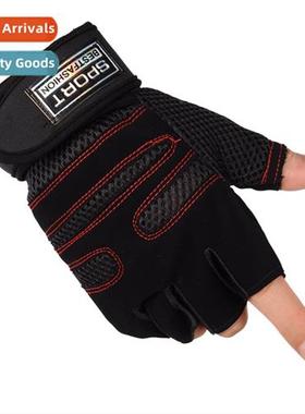Fness Mens Half Finger Gloves Extended Wrist Gloves Training