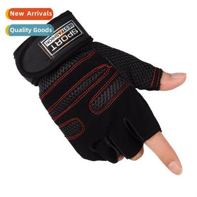Fness Mens Half Finger Gloves Extended Wrist Gloves Training