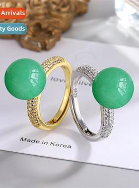 Ethnic style retro inlaid crystal zirc chalcedy gemste finge