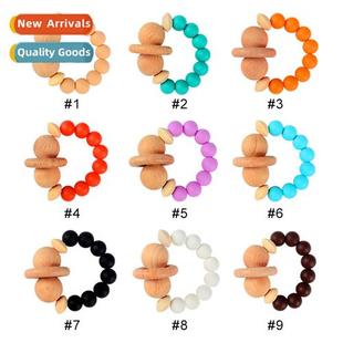 Baby Toys Silice Beaded Bracelets Rattles Wooden Teething Ch