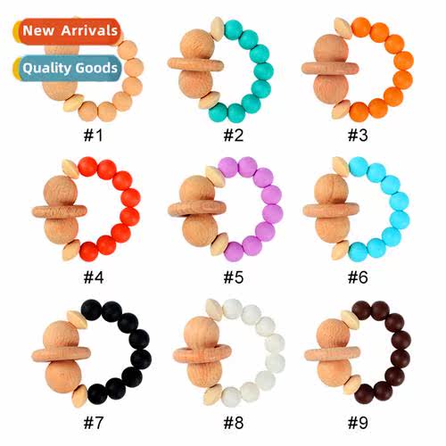 Baby Toys Silice Beaded Bracelets Rattles Wooden Teething Ch