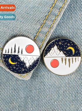 Enameled Drip Mo Sun Brooch Backpack Shirt Accessories Day a