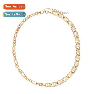 New simple splicing pearl chain collarbe chain alloy plating