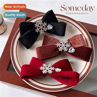 shiny rhineste pin new girls bow Korean velvet The snowflake