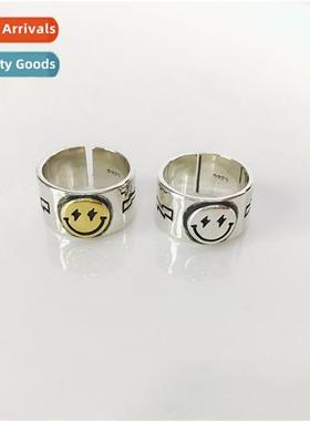 Accessories smiley pentagram Thai silver ring retro punk sty