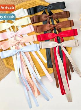 Ins girls double bow ribb hair clips double pytail ribb tie