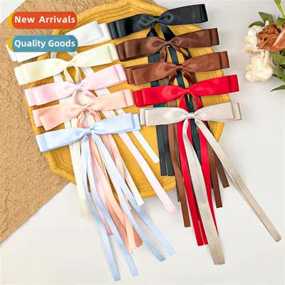 Ins girls double bow ribb hair clips double pytail ribb tie