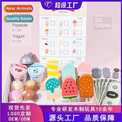 Young children wooden simulati fru ice cream store vending m