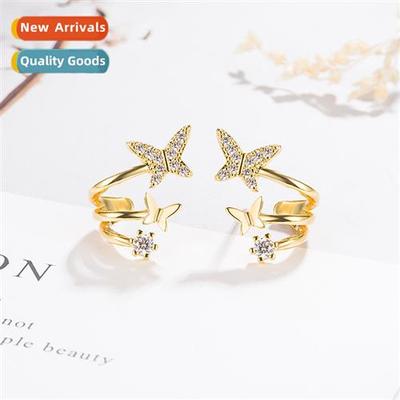 n persalized gold color full  diamd butterfly earrings femal
